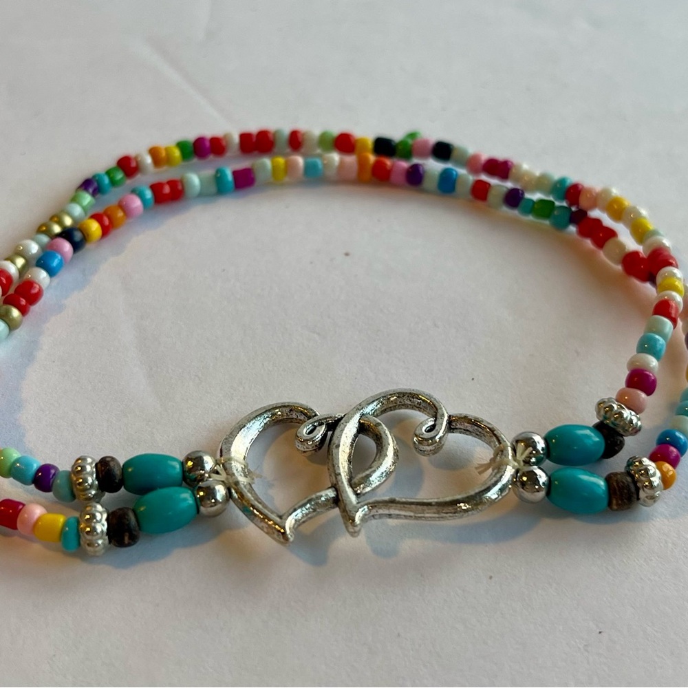 Colorful Beaded Heart Bracelet
